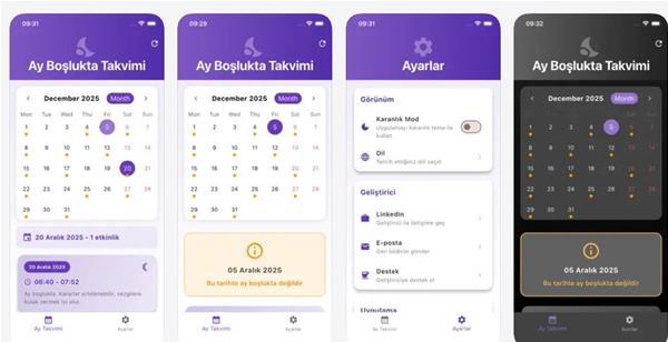Ay Boşlukta Takvimi uygulaması şimdi Appstore'da!